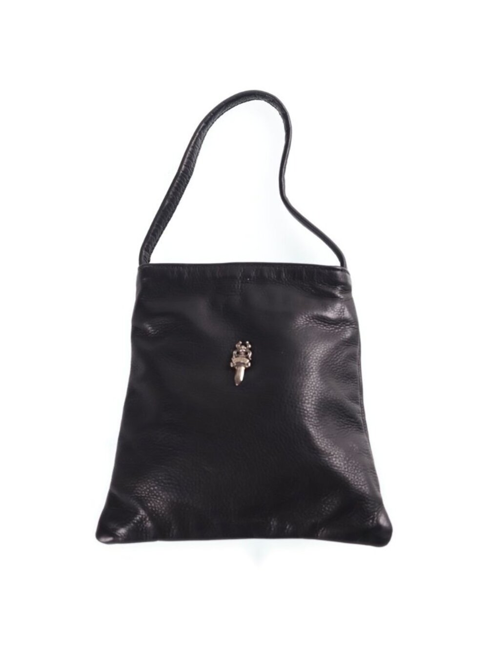 Chrome Hearts Dracula Charm Leather Handbag Black